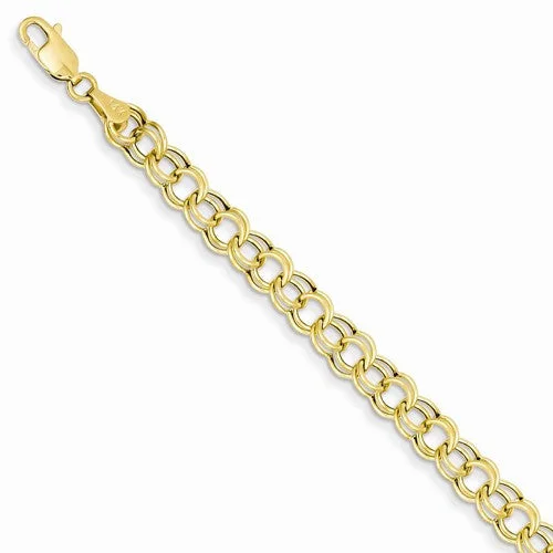 Chamm Bracelets with gemstones14K Yellow Gold Hollow Double Link Charm Bracelet