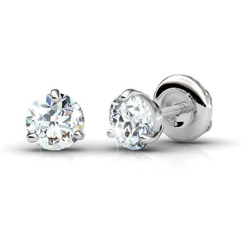 Glow - in - the - Dark Star Stud Earrings for a Mysterious and Night - Time - Friendly AccessoryQuality 0.50CT Round Cut Diamond Stud Earrings in 14KT White Gold