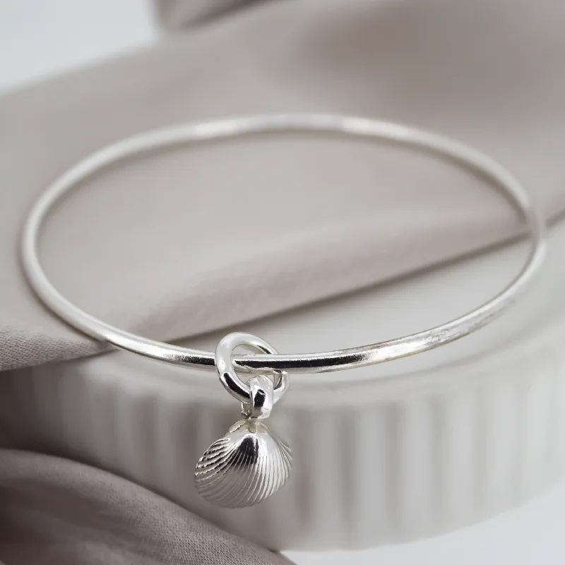 Clear Crystal - Embellished Bangles for a Sparkling and Elegant AppearanceShell Charm Bangle