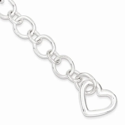 Chamm Bracelets with adjustable sizesSterling Silver Oval Link with Heart Clasp Bracelet