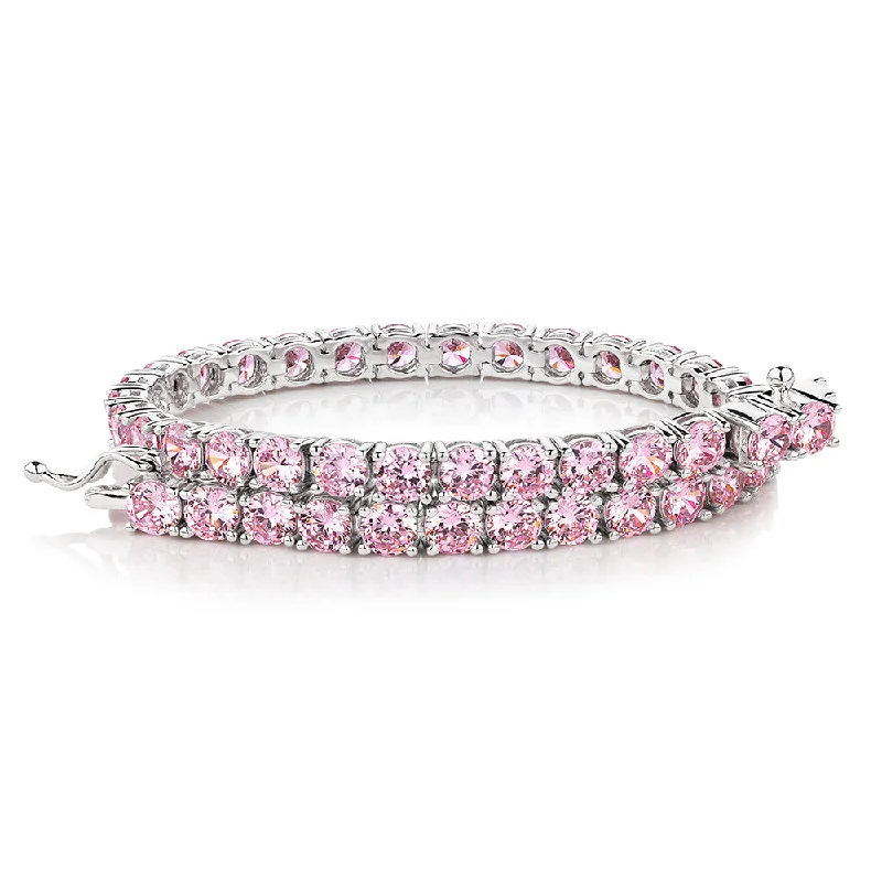 Enamel - Coated Bangles in Vibrant Rainbow Colors for a Playful StyleRound Brilliant tennis bracelet with 11 carats* of diamond simulants in sterling silver