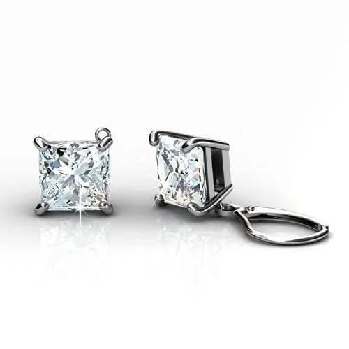 Laser - Engraved Initial Stud Earrings in Silver for a Personalized and Customized Accessory0.25-2.00 CT Princess Cut Diamonds - Stud Earrings