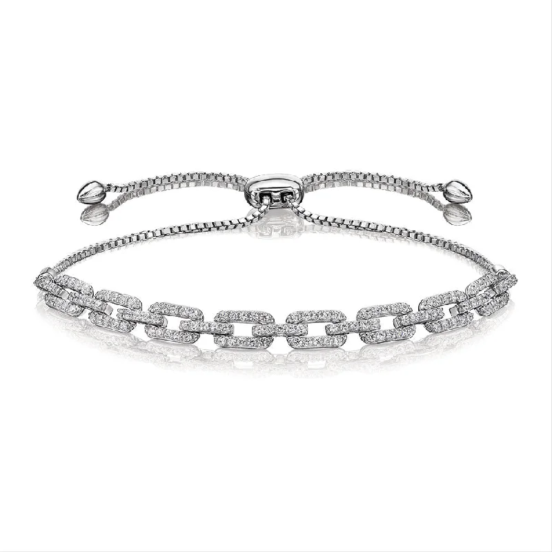 Pearl - Adorned Bangle Bracelets with Delicate Silver ChainsSlider bracelet with 0.84 carats* of diamond simulants in sterling silver