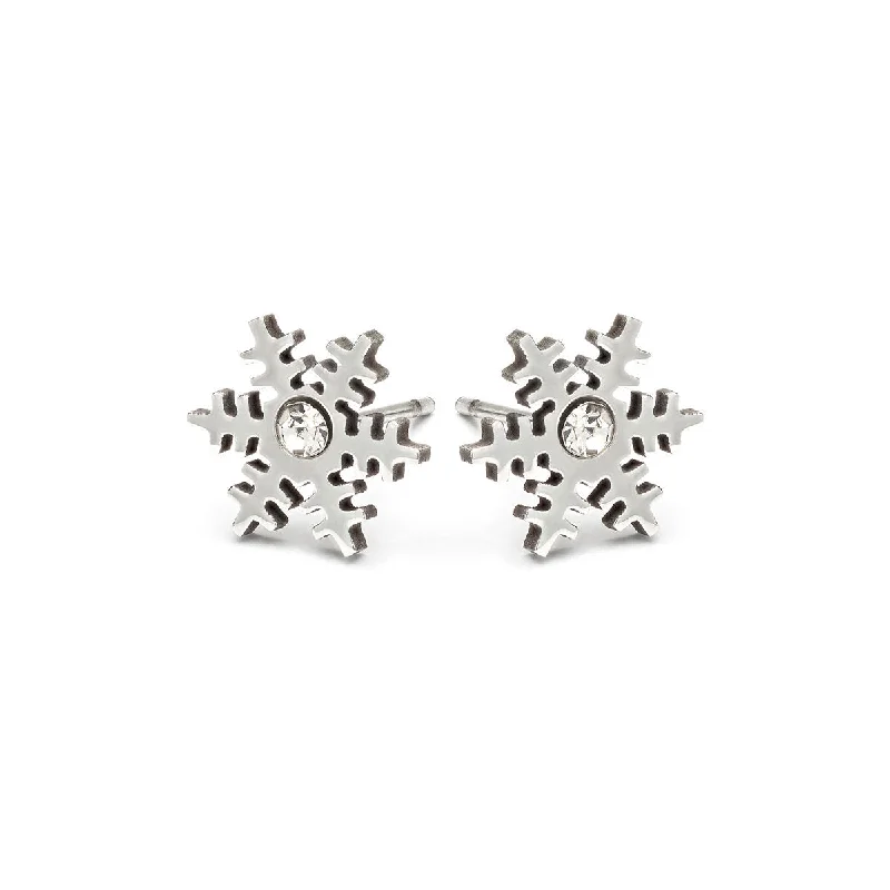 14K Gold Plated Heart - Shaped Stud Earrings for a Romantic and Feminine LookCrystal Snowflake Stud Earrings