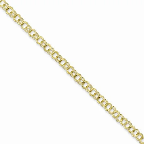 Chamm Bracelets for meditation10K Yellow Gold Solid Double Link Charm Bracelet