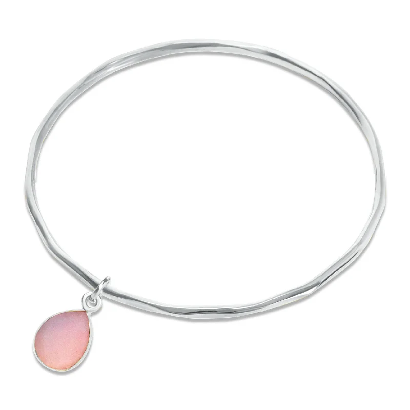 Chamm Bracelets with adjustable sizesPink Opal Charm Bangle | Silver - October