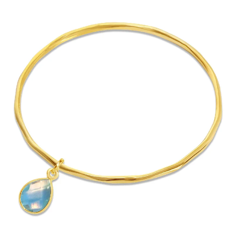 Chamm Bracelets for spiritual healingBlue Topaz Charm Bangle | Gold - December