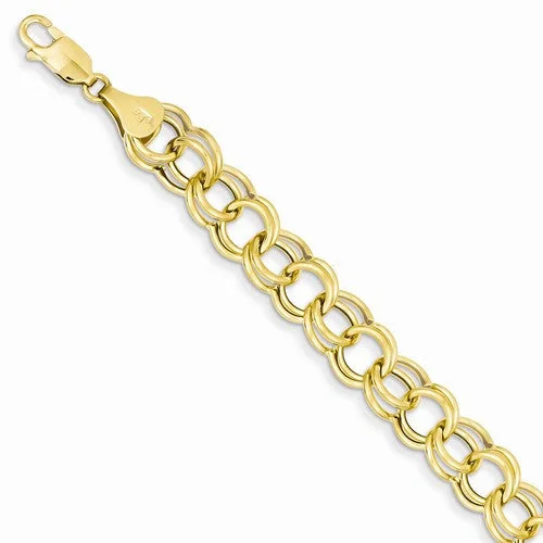 Chamm Bracelets for men14K Yellow Gold Hollow Double Link Charm Bracelet