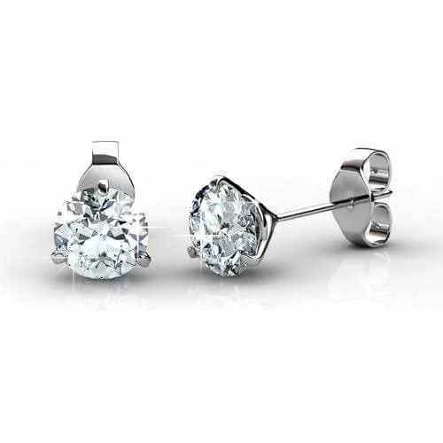 Adjustable - Back Crystal Stud Earrings in Clear for a Sparkling and Versatile Piece0.25-2.00 CT Round Cut Diamonds - Stud Earrings