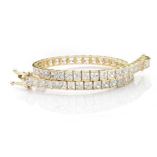 Handmade Bangle Bracelets with Polymer Clay Designs for a Personal TouchPrincess Cut tennis bracelet with 10.26 carats* of diamond simulants in 10 carat yellow gold