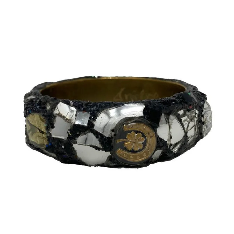 Clear Crystal - Embellished Bangles for a Sparkling and Elegant AppearanceBLACK SILVER AND GOLD BANGLE