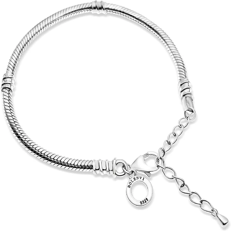 Affordable Chamm BraceletsAdjustable 3mm Lobster Clasp Snake Chain Bead Charm Bracelet