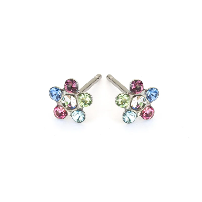 Rainbow - Colored Enameled Butterfly Stud Earrings for a Playful and Colorful StatementRainbow Crystal Daisy Earrings