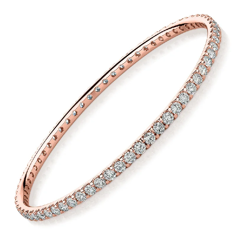 Plus Size Women's Wide Bangle Bracelets in Matte Finish for a Statement PiecePremium Laboratory Created Diamond, 6 carat TW round brilliant bangle in 18 carat rose gold