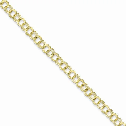 Chamm Bracelets for women10K Yellow Gold Solid Double Link Charm Bracelet