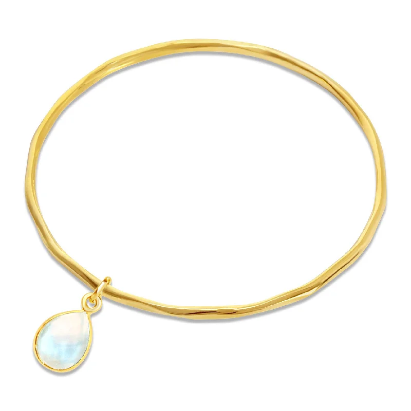 Affordable Chamm BraceletsMoonstone Charm Bangle | Gold - June