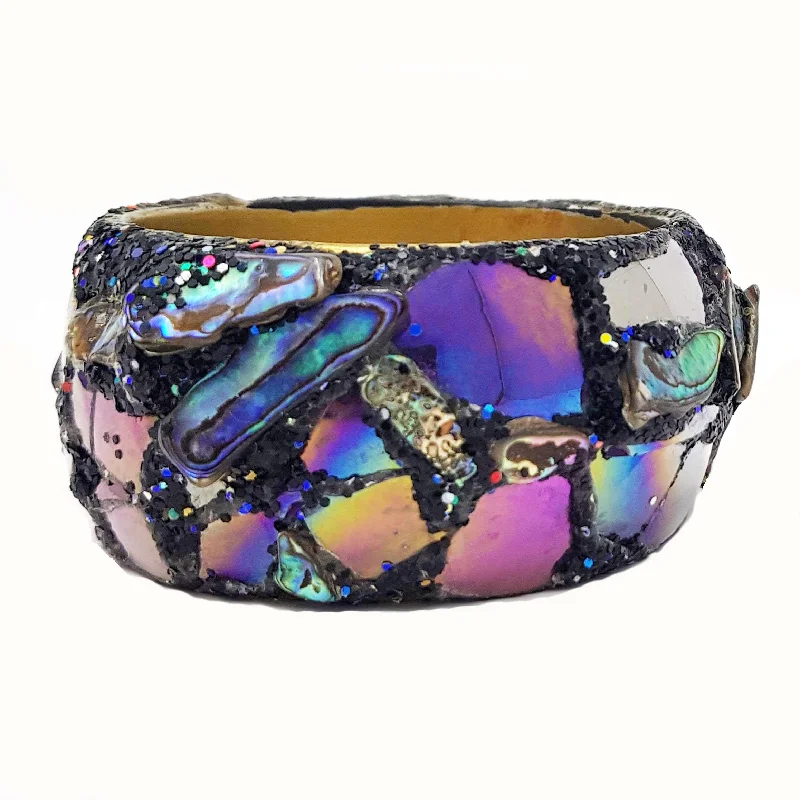 Enamel - Coated Bangles in Vibrant Rainbow Colors for a Playful StylePURPLE PAUA BANGLE