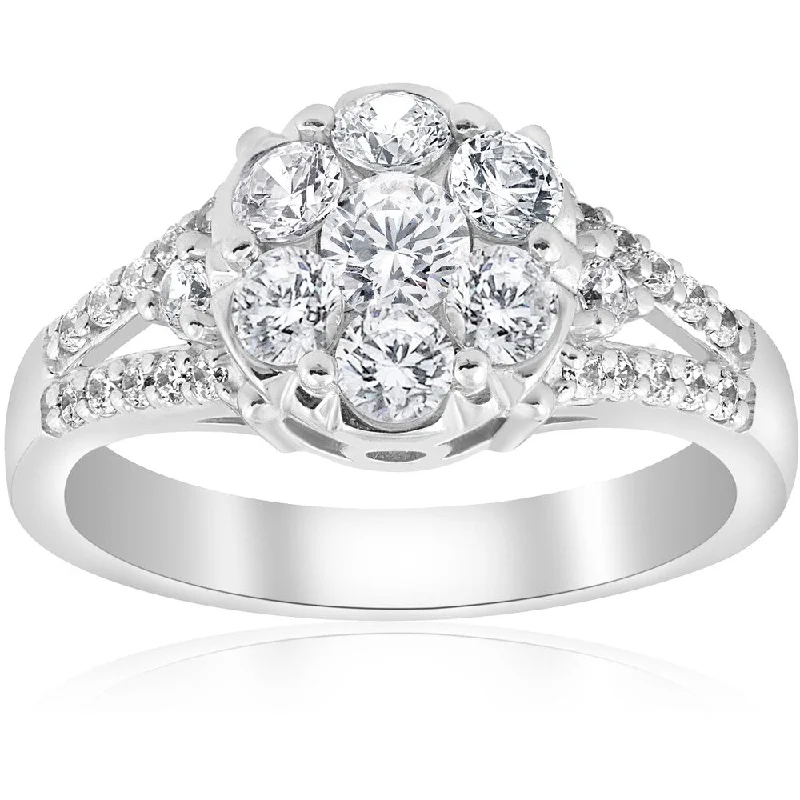 18K White Gold Classic Round - Cut Diamond Wedding Bands for a Timeless and Elegant Look10K White Gold 1 ct TDW Diamond Engagement Ring