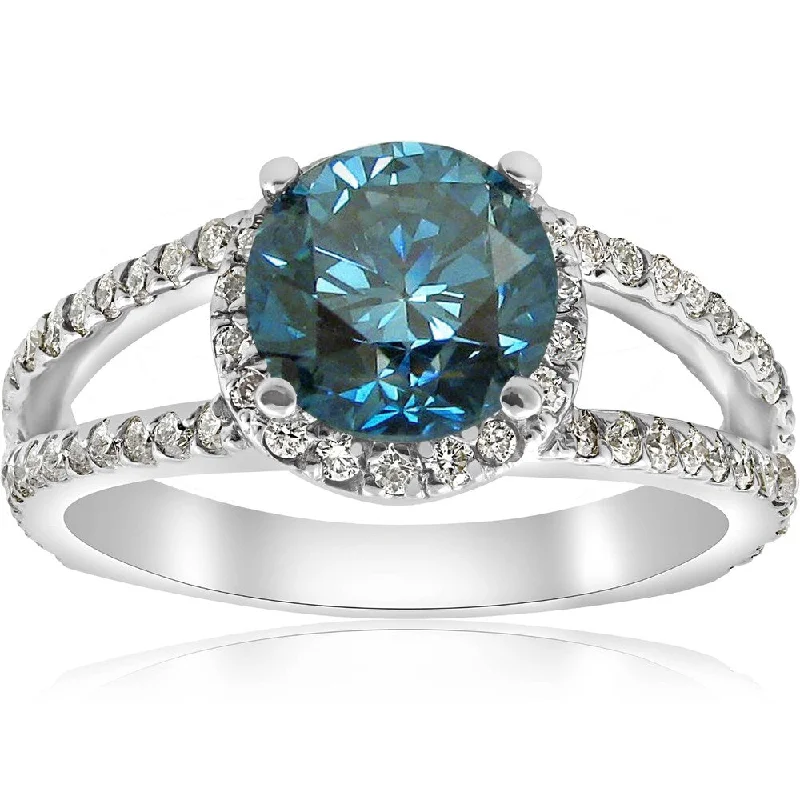 Blue Topaz - Embellished Wedding Bands in Silver for a Birthstone - Inspired and Colorful Piece14k White Gold 3 1/2 ct TDW Blue & White Halo Diamond Engagement Ring (Blue,I2-I3)