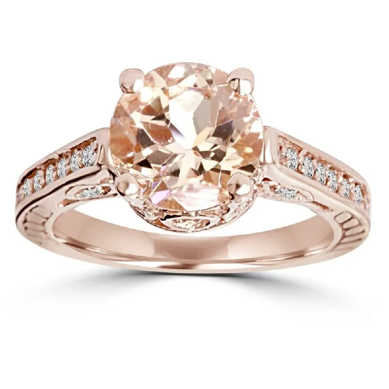 Sapphire - and - Diamond - Accented Wedding Bands in Platinum for a Royal and Sophisticated Look2 Carat Morganite & Diamond Vintage Engagement Ring 14K Rose Gold