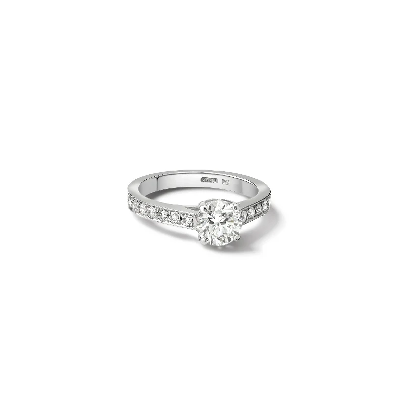 Emerald Cut Engagement Rings with Platinum Gallery and Split Shank DesignAster Solitaire Engagement Ring 18ct White Gold - Diamond