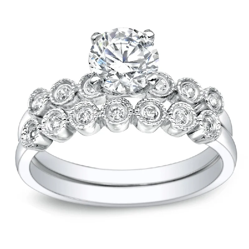 Signature - Design Engagement Rings with a Brand - Exclusive Pattern and Premium DiamondsAuriya Platinum 1 carat TW Vintage Round Diamond Engagement Ring Set