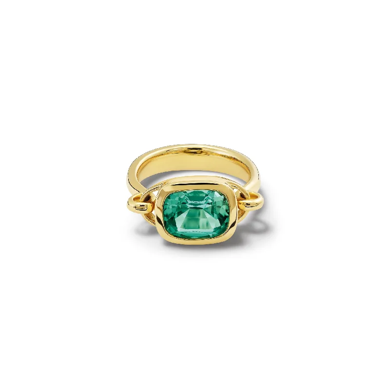 Cushion - Cut Halo Engagement Rings with a Platinum Band and Micro - Pave DetailsBaguette Ring 18ct Yellow Gold - Mint Tourmaline