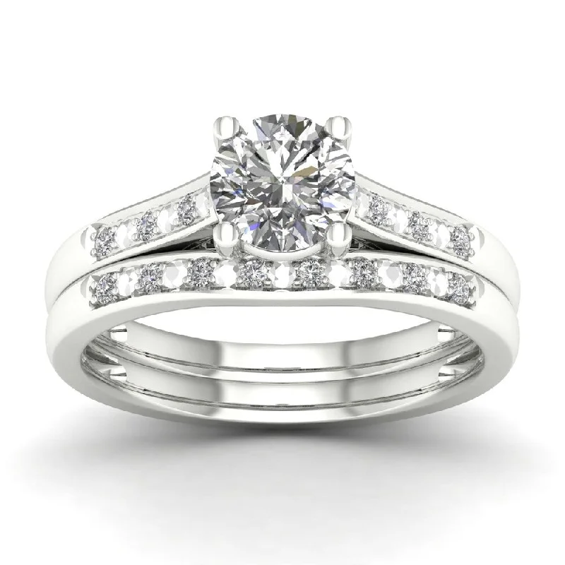 Cathedral - Style Engagement Rings with a Raised Center Stone and Intricate MetalworkDe Couer 1/5ct TDW Diamond Engagement Ring - White