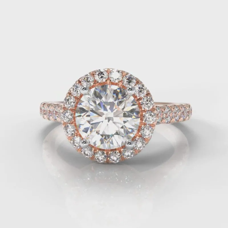 Pear - Shaped Engagement Rings in Yellow Gold with a Diamond - Encrusted BandMicropavé Round Brilliant Cut Diamond Halo Engagement Ring - Rose Gold