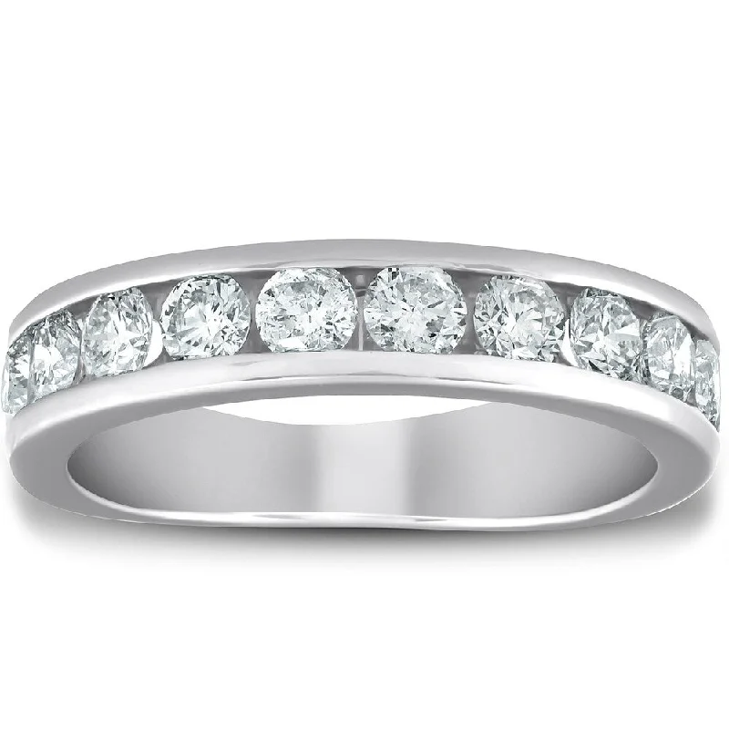 Laser - Etched Floral Design Wedding Bands in Palladium for a Delicate and Intricate LookPompeii3 10k White Gold 1 1/2 Ct TDW Diamond Wedding Ring Channel Set Womens Anniversary Ring