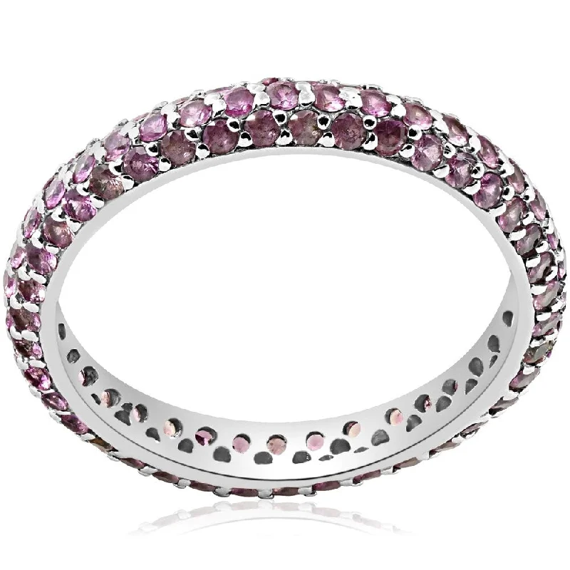 Infinity - Symbol Wedding Bands in Rose Gold with Small Diamonds for a Romantic and Symbolic GesturePompeii3 14k White Gold 1 1/2 ct TW Pink Sapphire Pave Eternity Wedding Band