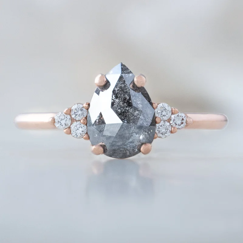 Heart - Shaped Engagement Rings in 14K Pink Gold for a Romantic ProposalThe Ivy Ring | 1.11ct Rose Cut Grey Diamond in 14K Rose Gold