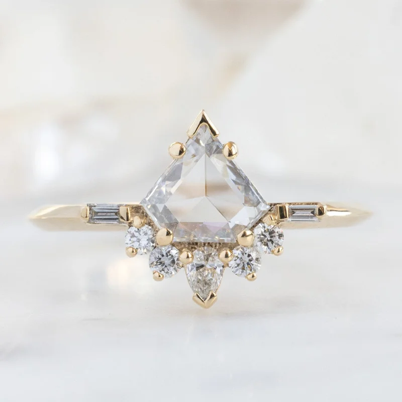 Adjustable Engagement Rings with a Flexible Band and a Princess - Cut Center DiamondThe Posy Ring | 0.57ct Shield White Diamond in 14K Yellow Gold