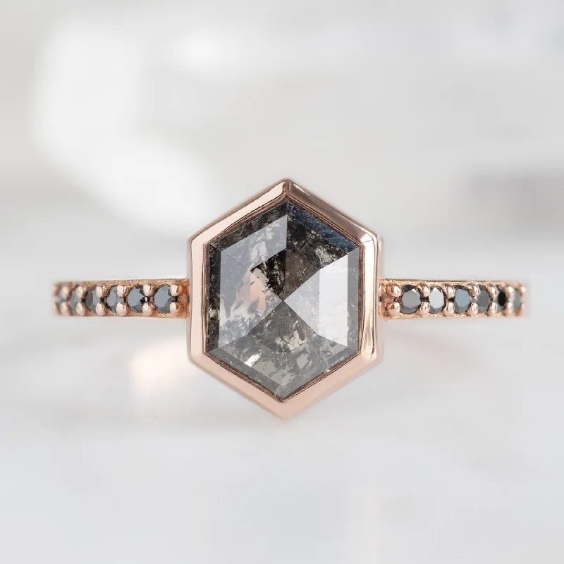 Adjustable Engagement Rings with a Flexible Band and a Princess - Cut Center DiamondThe Willow Ring | 1.19ct Hexagon Black Diamond in 14K Rose Gold