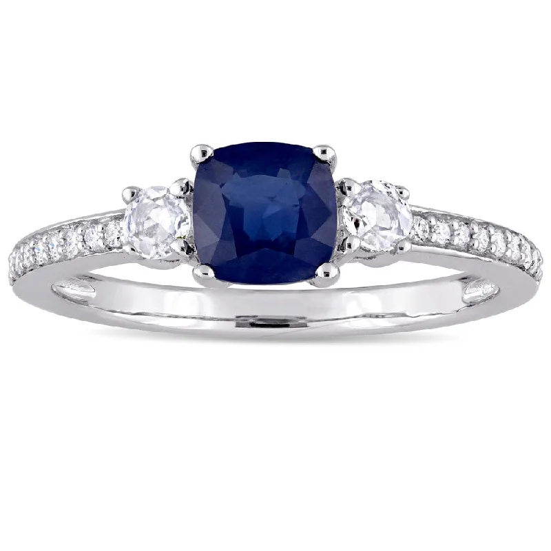 Sapphire Gemstone Rings in 18K White Gold with Diamond Accents for an Elegant EngagementBirthstone Blue and White Sapphire 1/10ct TDW Diamond Engagement Ring in 14k White Gold by Miadora