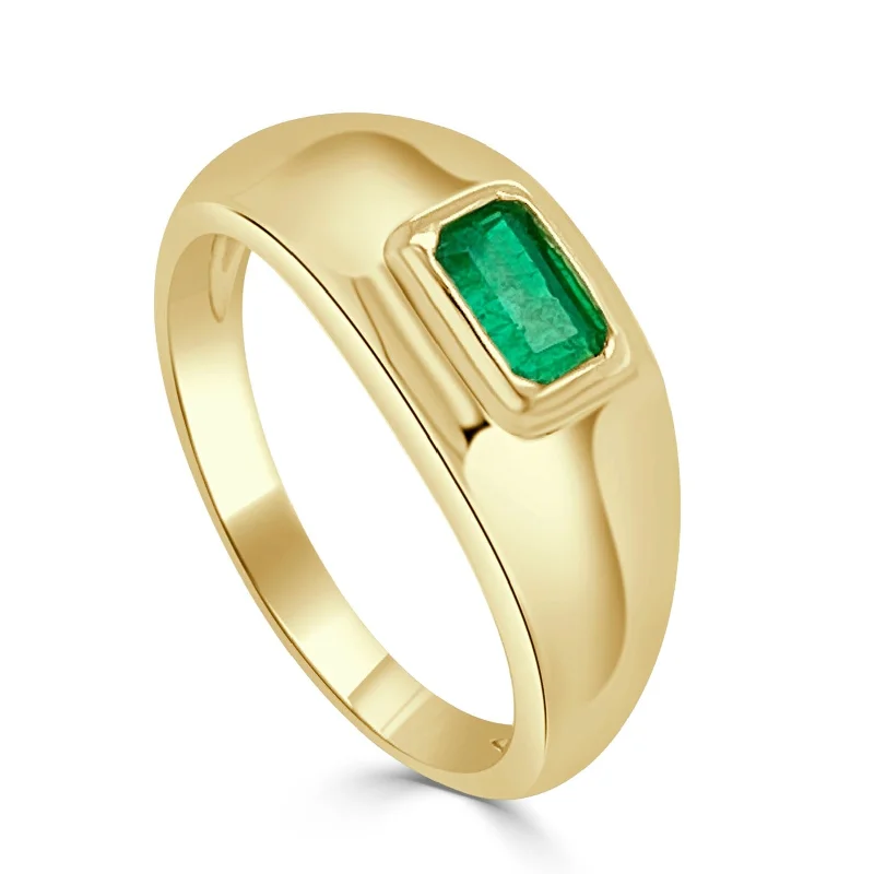 Emerald Gemstone Rings Set in Platinum with Filigree Work for a Vintage - Inspired LookJoelle Emerald Band Ring 14K Yellow Gold