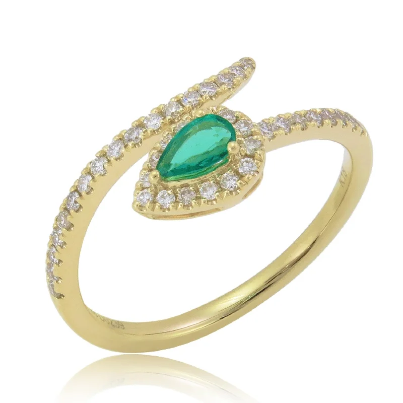 Peridot Gemstone Rings in 14K Gold - Filled Metal with a Pave - Set Band for a Sparkling LookJoelle Emerald & Diamond Ring 18K Yellow Gold