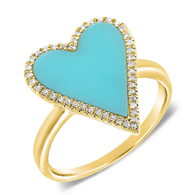 Iolite Gemstone Rings in 10K Gold with a Twisted Band for a Distinctive and Stylish AccessoryJoelle Heart Ring Turquoise & Diamond 14K Yellow Gold