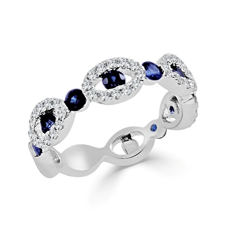 Sapphire Gemstone Rings in 18K White Gold with Diamond Accents for an Elegant EngagementJoelle Sapphire & Diamond Band 14K Gold