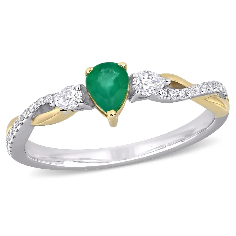 Sapphire Gemstone Rings in 18K White Gold with Diamond Accents for an Elegant EngagementMiadora 1/3ct TGW Emerald and 1/5ct TDW Diamond Promise Ring in 14k Two-Tone White and Yellow Gold