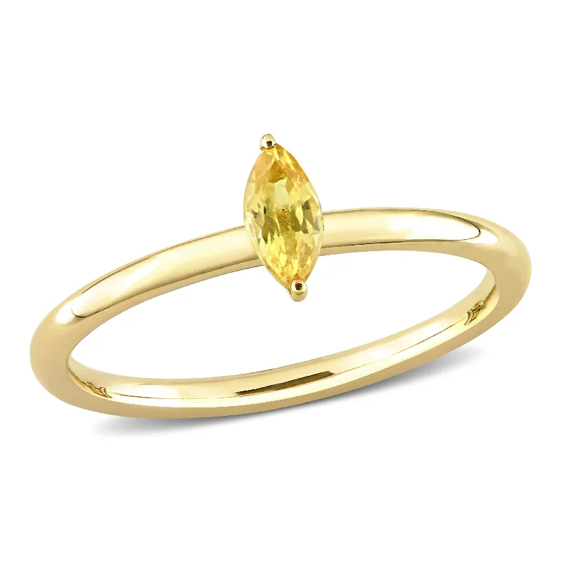 Tourmaline Gemstone Rings in 18K Two - Tone Gold with a Floral - Shaped Setting for a Feminine TouchMiadora 1/3ct TGW Marquise Yellow Sapphire Stackable Ring in 10k Yellow Gold