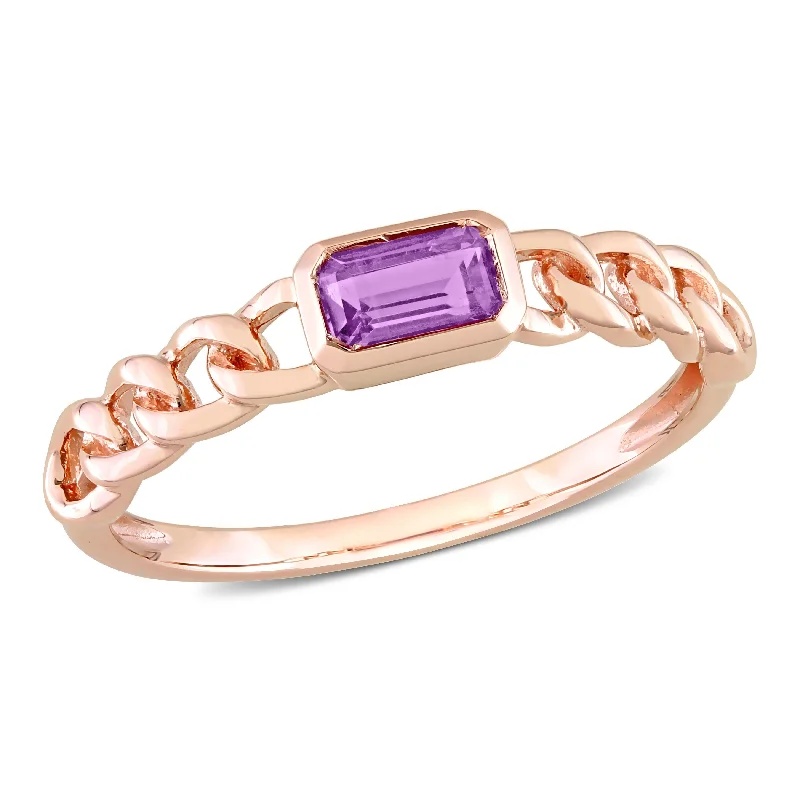 Agate Gemstone Rings in Sterling Silver with a Mosaic - Inspired Inlay for a Bohemian StyleMiadora 1/3ct TGW Octagon Africa Amethyst Link Ring in 10k Rose Gold