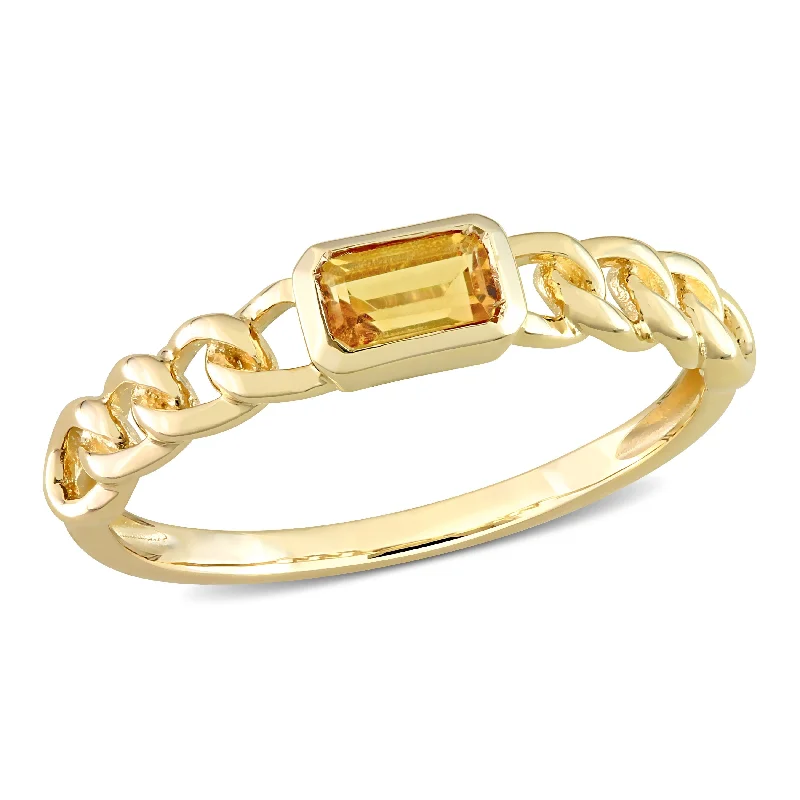 Peridot Gemstone Rings in 14K Gold - Filled Metal with a Pave - Set Band for a Sparkling LookMiadora 1/3ct TGW Octagon Citrine Link Ring in 10k Yellow Gold