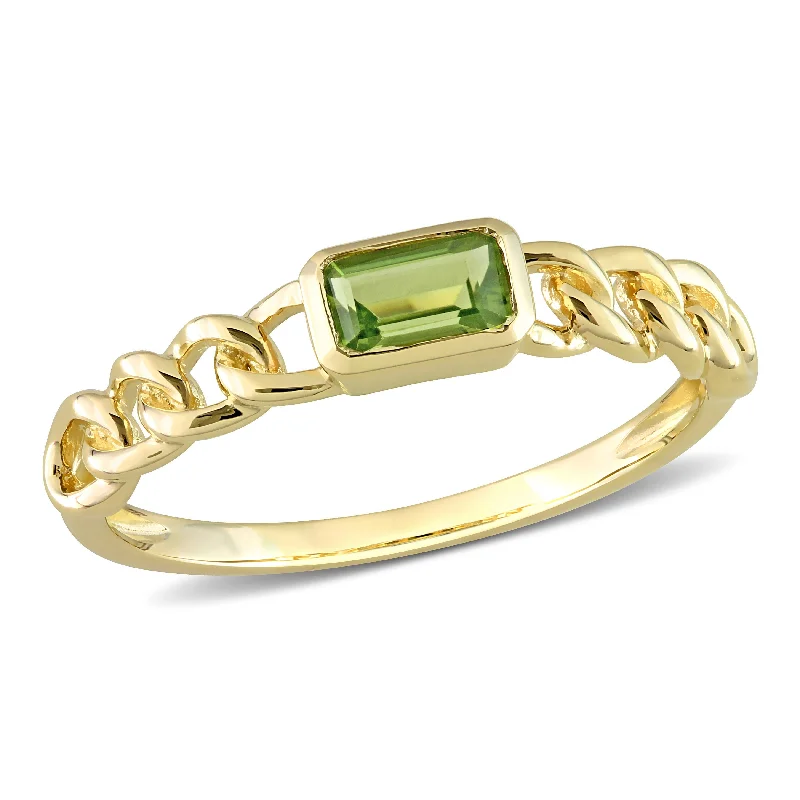 Tanzanite Gemstone Rings in 10K Gold with a Trilogy Design for a Sophisticated GiftMiadora 1/3ct TGW Octagon Peridot Link Ring in 10k Yellow Gold