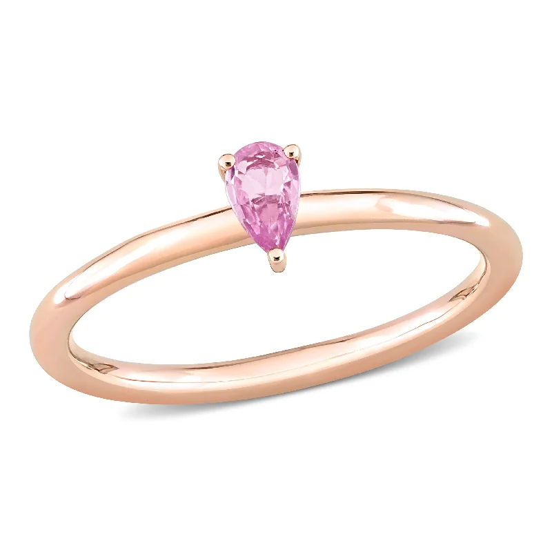 Iolite Gemstone Rings in 10K Gold with a Twisted Band for a Distinctive and Stylish AccessoryMiadora 1/4ct TGW Pear Pink Sapphire Stackable Ring in 10k Rose Gold