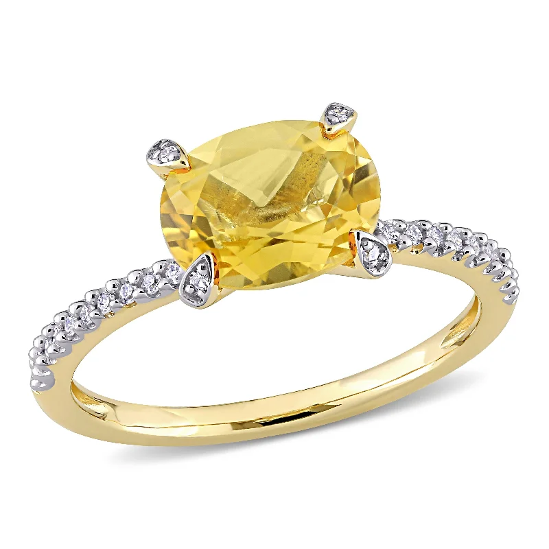 Tourmaline Gemstone Rings in 18K Two - Tone Gold with a Floral - Shaped Setting for a Feminine TouchMiadora 1 5/8ct TGW Oval-Cut Citrine and 1/10ct TW Diamond Ring in 10k Yellow Gold