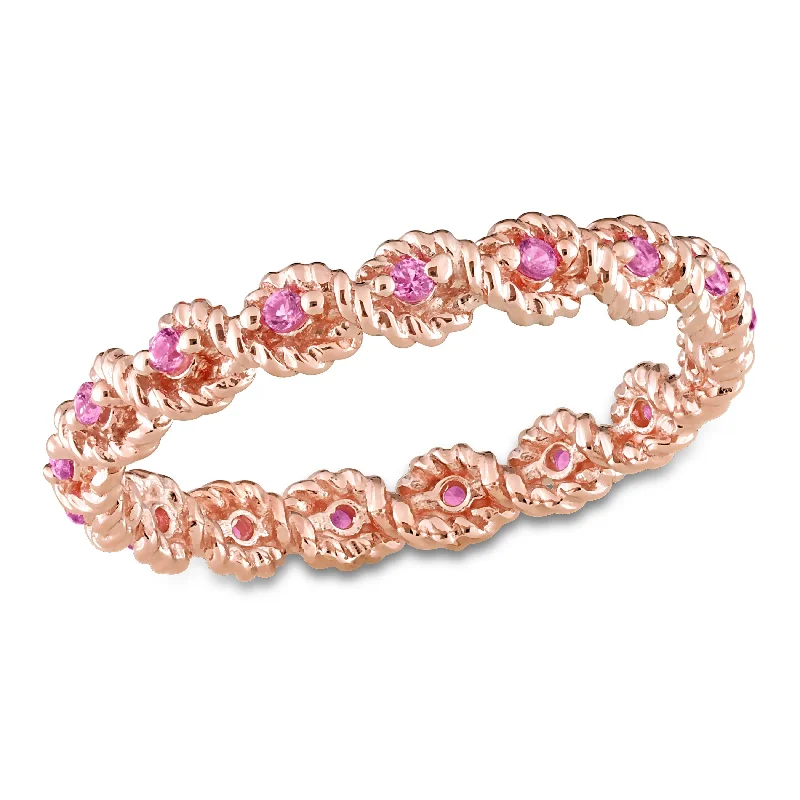 Moonstone Gemstone Rings in Silver - Plated Copper with a Celtic - Inspired Pattern for a Mystical VibeMiadora 1/5ct TGW Created Pink Sapphire Infinity Eternity Ring in 10k Rose Gold