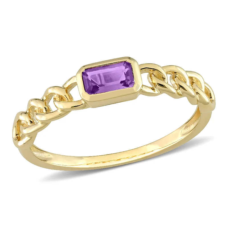 Topaz Gemstone Rings in 10K Gold with a Channel - Set Design for a Contemporary and Durable OptionMiadora 1/5ct TGW Octagon Amethyst Link Ring in 10k Yellow Gold