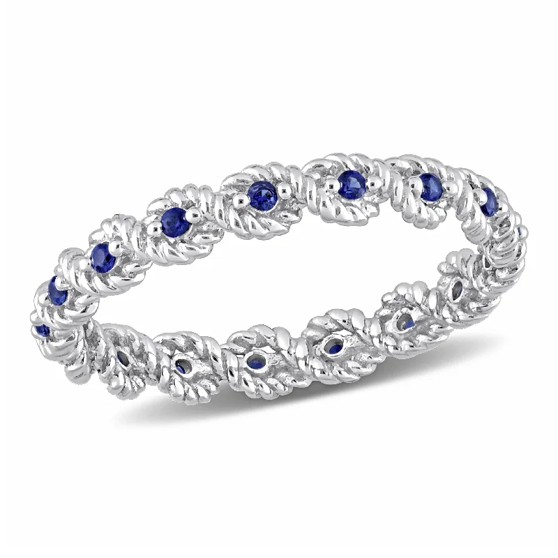 Ruby Gemstone Rings in 14K Yellow Gold with a Solitaire Setting for a Classic and Bold StatementMiadora 1/6ct TGW Created Blue Sapphire Infinity Eternity Ring in 10k White Gold