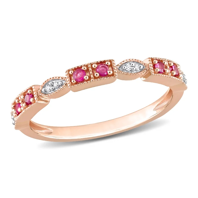 Jasper Gemstone Rings in 18K Gold Vermeil with a Matte Finish for a Subtle and Elegant LookMiadora 1/8 ct TGW Ruby & Diamond Accent Semi-Eternity Ring in 10k Rose Gold